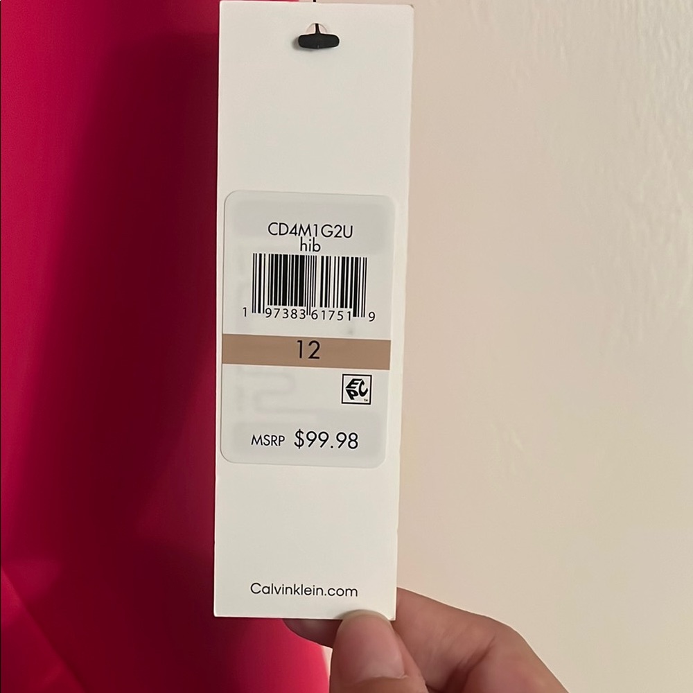 Calvin Klein Fuchsia Mini Dress with Chain Detail - Picture 2 of 5